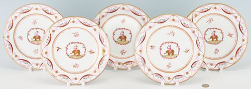 5 Chinese Export Plates with Elephant Design