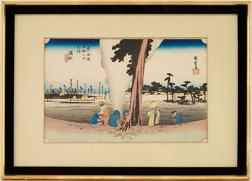 Hiroshige Japanese Woodblock Print, Hamamatsu: Winter Scene, Hoeido Tokaido, Edo Period