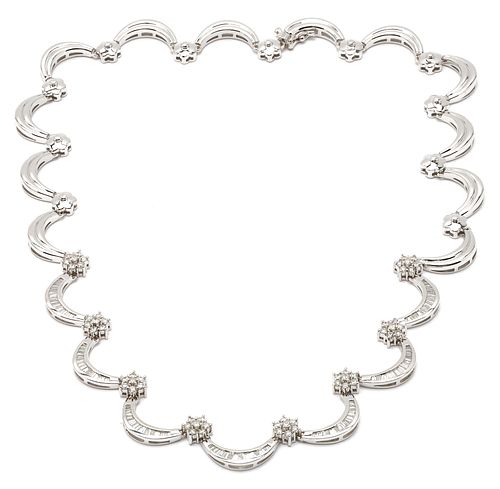 18K Designer Scallop Style Diamond Necklace