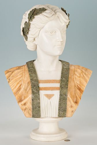 Renaissance Style Female Bust, Marble & Hardstone