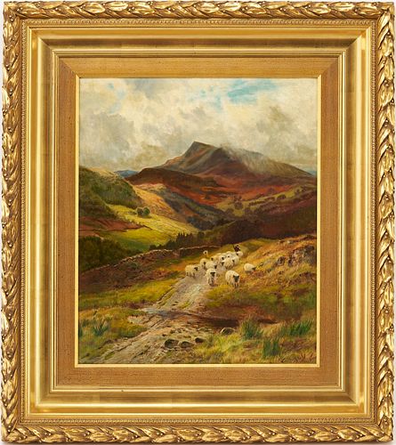 Louis Hurt Oil on Canvas Mountain Landscape w/ Sheep
