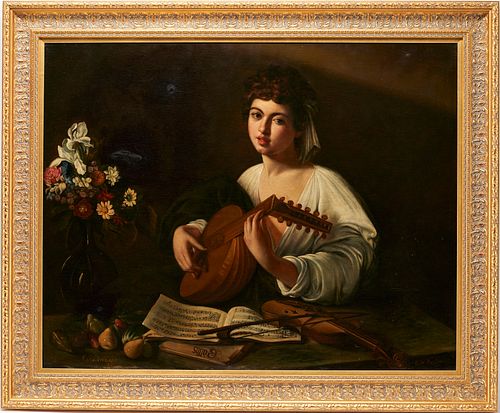 Painting after Caravaggio's Lute Player, O/C
