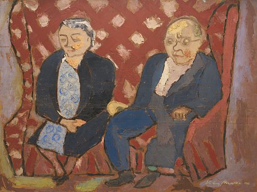 Sterling Strauser Large O/B Painting, Elderly Couple