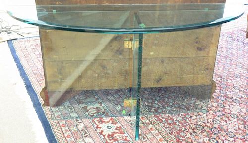 Contemporary glass top hall table. ht. 26in., wd. 48in.
