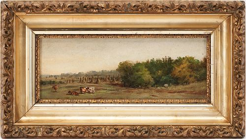 Thomas Campbell O/B Tennessee Landscape with Cows and Haystacks