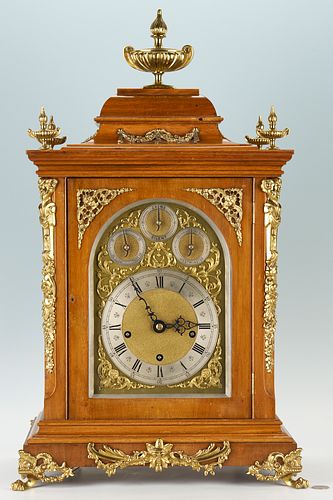 A Walnut and Brass Bracket Clock, Peerless