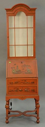 Chinoiserie decorated diminutive secretary desk. ht. 73in., wd. 20in.