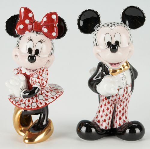 Herend Disney Figurines, Mickey & Minnie Mouse for Arribas