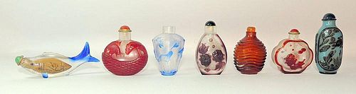 Seven Peking Glass Snuff Bottles