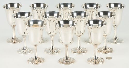 12 Wallace Sterling Silver Water Goblets