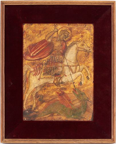 Greek Icon, St. George Slaying the Dragon