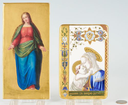 2 Porcelain Madonna Plaques including Ginori and KPM style