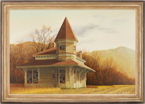 Douglas Gifford Oil Painting, Crawford's Notch Train Station, New Hampshire