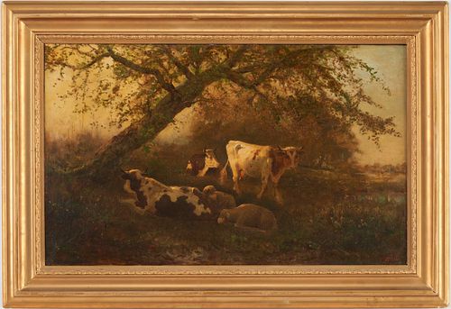 James C. Thom 19th century O/C, Cattle and Sheep at Rest