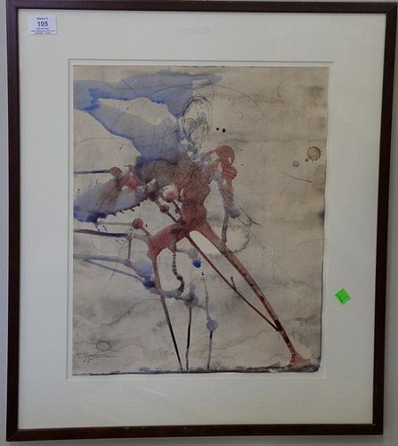 Michael Tetherow (1942) watercolor and pencil on paper, Abstraction portrait of a man, signed and dated lower left M. Tethero