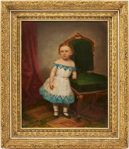 Eastman Johnson Oil Portrait of a Child, plus same Dress worn in Portrait
