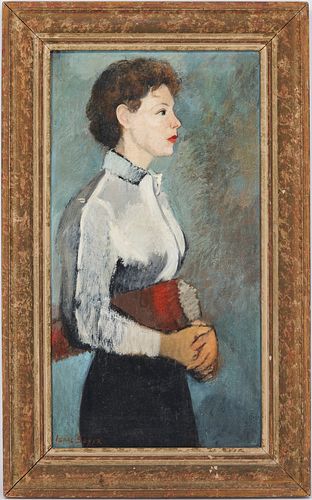 Isaac Soyer Oil on Canvas Painting of a Woman