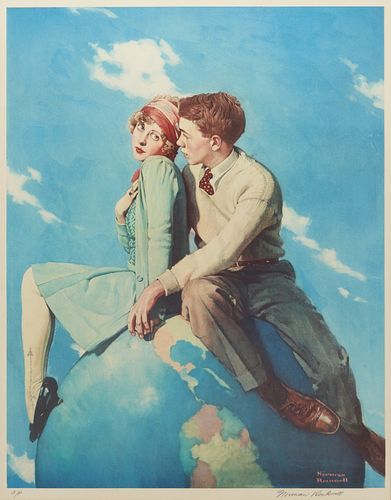 Norman Rockwell Signed Lithograph, Top of the World, 1928 Ladies' Home Journal Cover