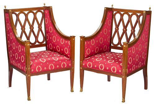 Pair of French Neoclassical Style Baltic BergÃ©re Chairs