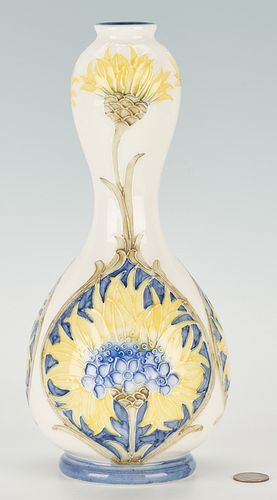 English Florianware Art Pottery Vase, Double Gourd shape