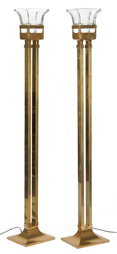 Pair of Contemporary Solid Brass Floor Lamps, Chapman