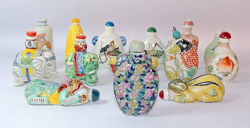 Fourteen Porcelain Snuff Bottles