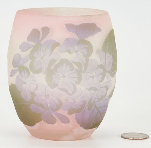Galle Art Nouveau Cameo Glass Vase / Egg Base