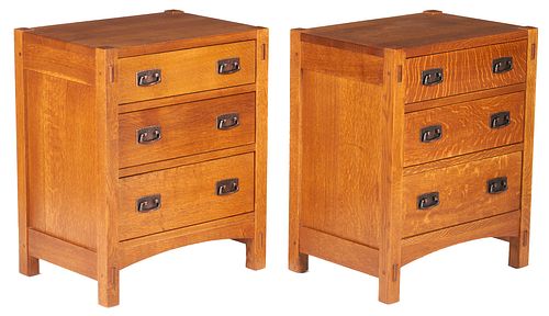 Stickley NY/Audi Mission Night Stands or Bedside Tables, Pair