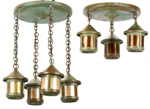 2 Arroyo Craftsman Brass Hanging Light Fixtures