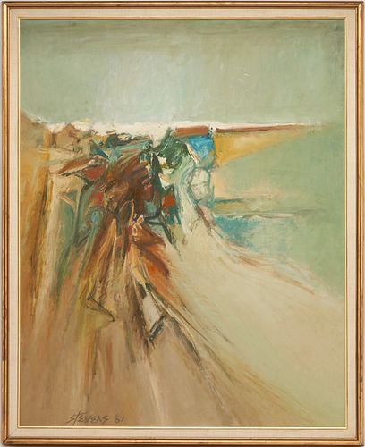 Walter Hollis Stevens Abstract Oil on Canvas, Pebble Head