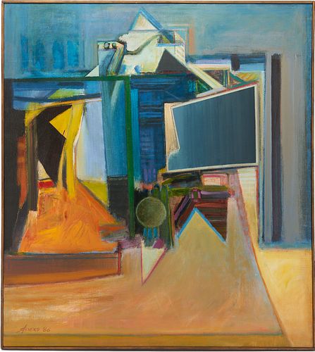 Walter Hollis Stevens Abstract Acrylic Painting, Open Windows