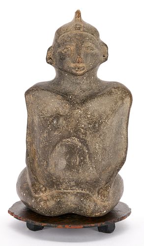Mississippian Culture Seated Clay Female Figure or Effigy