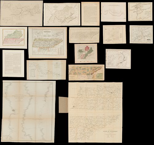 Group of 16 Southern Maps, most Kentucky and Tennessee