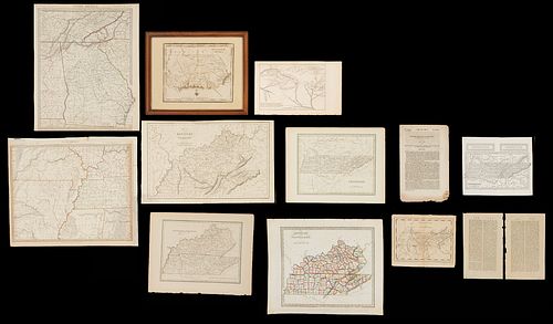 12 pcs Southern Ephemera incl. TN/KY maps and Georgia 1797 map