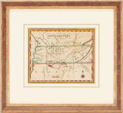 Joseph Scott 1795 Map, Southwest Territory inc. TN Mero District