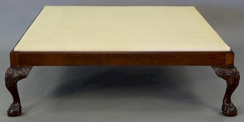 Chippendale style mahogany square coffee table with woven top. ht. 15in., top: 49" x 49"