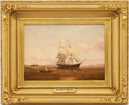 Xanthus Smith O/B Painting, Brig, Outward Bound, Hampton Roads VA 1865
