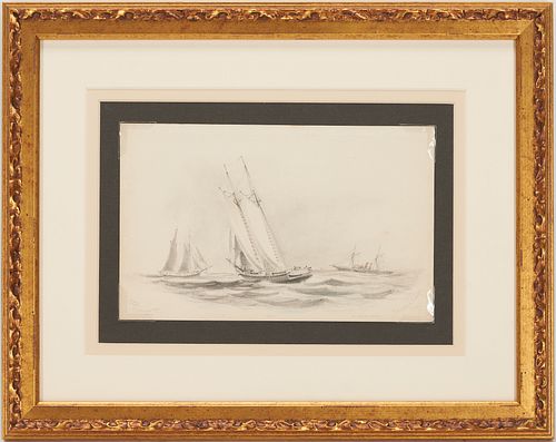 Xanthus Smith Drawing, Ships at Hampton Roads incl. Admiral DuPont, 1864