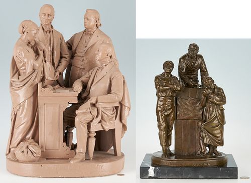 Two John Rogers Civil War Figural Groups: Fugitive Story plus The Slave Auction