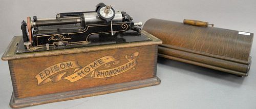 Thomas Edison Home cylinder phonograph. ht. 11 1/2in., wd. 18in., dp. 8 3/4in.