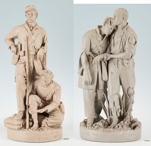 Two John Rogers Civil War Figural Groups: The Wounded Scout, and Wounded to the Rear