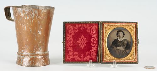 Louisiana Slave Cup and Ambrotype of a Creole Lady
