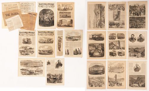 6 Civil War Newspapers incl. Chattanooga Rebel plus Harper's Weekly Southern War Scenes