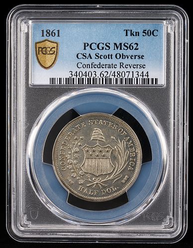 1861 Tkn 50C CSA Scott Obverse PCGS MS62