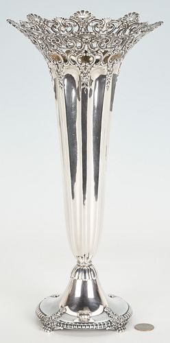 Tiffany & Co. Tall Sterling Silver Flower Vase c.1900