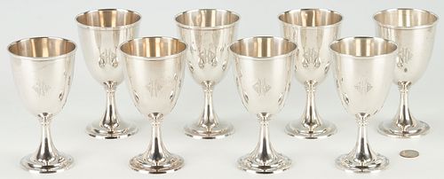 8 Gorham Sterling Silver Water Goblets