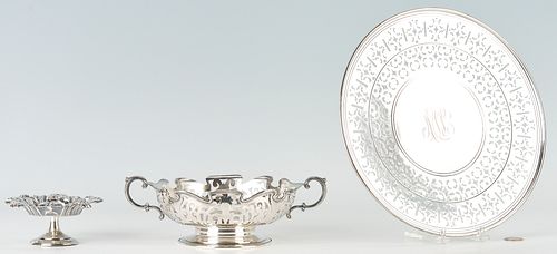 3 Sterling Items, incl. Gorham Footed Plate, Round Basket & Candy Compote