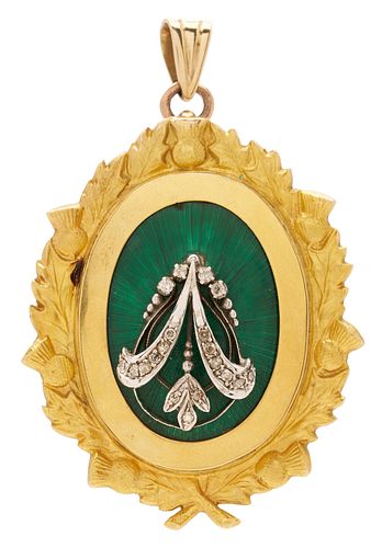 9K Scottish Antique Gold & Diamond Pendant