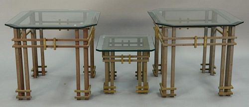 Three Jean Michel Wilmotte style end tables. ht. 14in.- 20in.