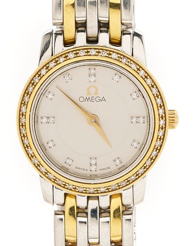 Ladies' Omega De Ville Wristwatch, SS, Gold & Diamond